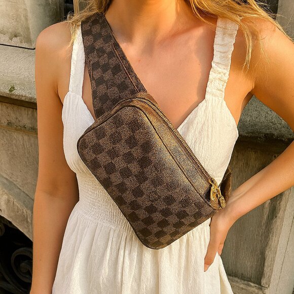 Louis Vuitton Crossbody Bag Geronimos Sling Bag Bum Bag Damier Ebene Purse - Picture 1 of 16